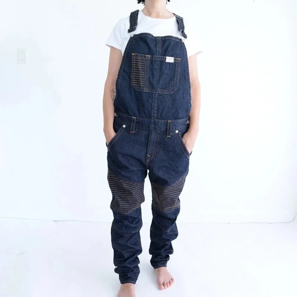True Religion Y2K Dark Blue Denim Cotton Overalls Relaxed Workwear Preppy M - Picture 1 of 15